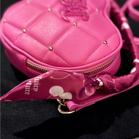 Juicy Couture Pink Heart-Shaped Crossbody Bag with Scarf Handle & Charm NWT - Picture 2 of 11